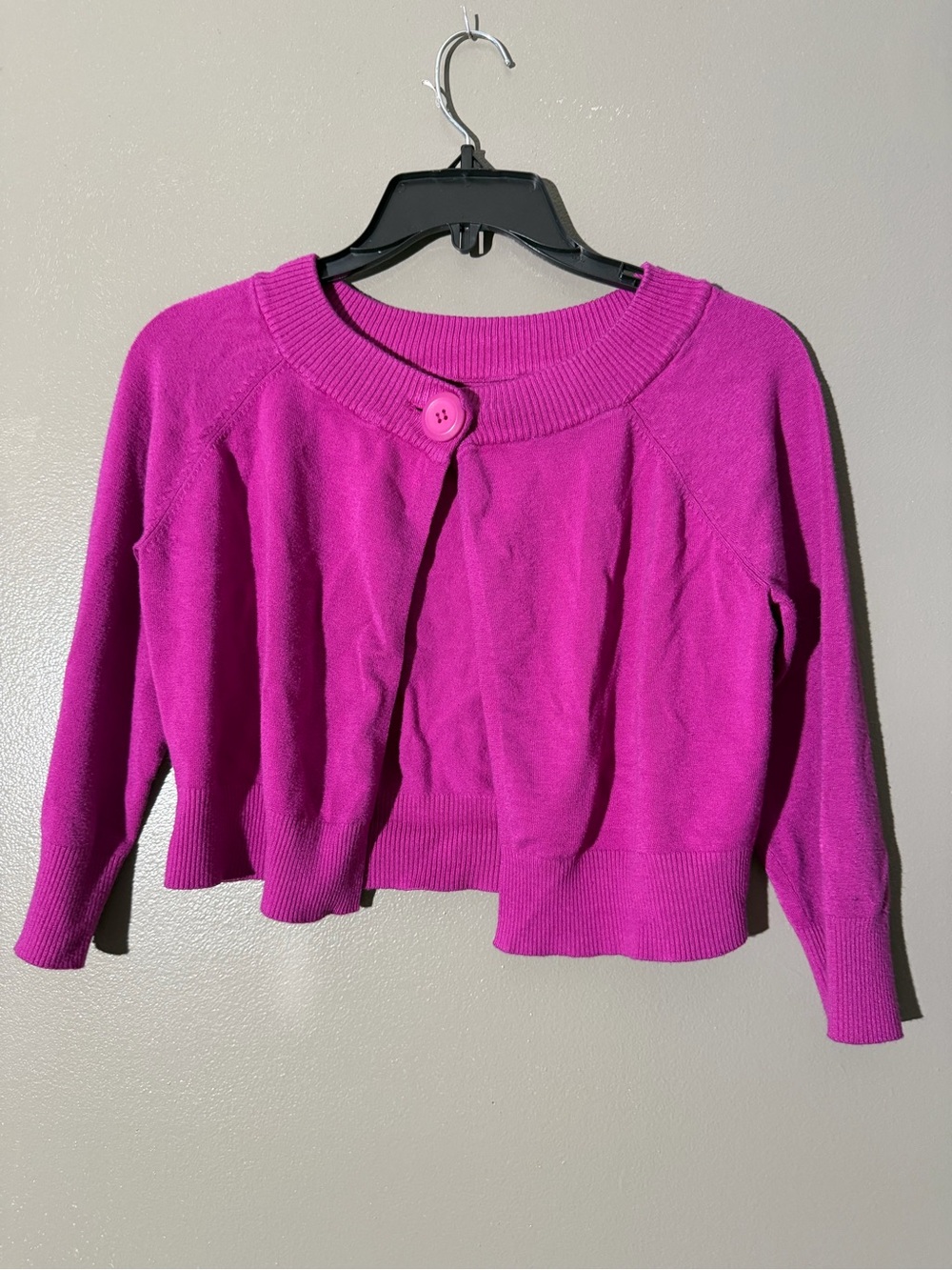 Express Fuchsia Cropped Button-Front Cardigan